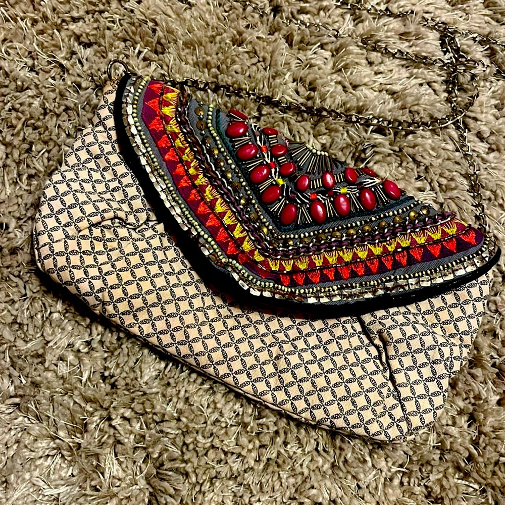 Ecote Boho Beaded Purse Chain Strap 11.5” X 7”